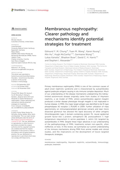 Membranous nephropathy: Clearer pathology and mechanisms .